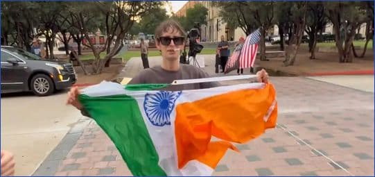 Indian Flag Torn At Texas Protest