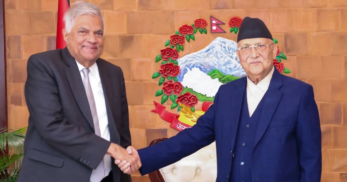 प्रधानमन्त्री र श्रीलङ्काका पूर्व राष्ट्रपति रनिल विक्रमाबीच भेटवार्ता  