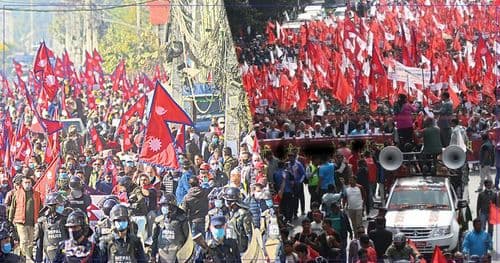 काठमाडौंमा गणतन्त्र पक्षधर र राजावादीको प्रदर्शन हुँदै