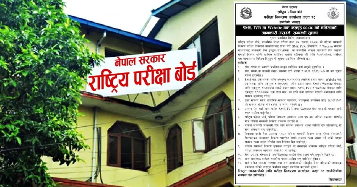 एसईईको नतिजा सार्वजनिक गर्न चाहने संघसंस्थासँग आवेदन माग